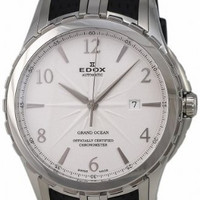 EDOX 依度 Grand Ocean系列 80077-3-ABN 男款机械表 45mm 银色 黑色 橡胶