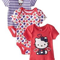 Hello Kitty 凯蒂猫 新生儿女宝宝连体衣 3件装