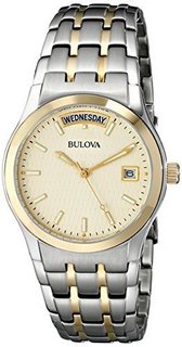 Bulova 宝路华 98C60 男款时装腕表 36mm 米色 银色 间金不锈钢