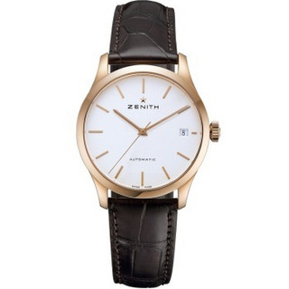 ZENITH 真力时 Heritage系列 18.5000.2572PC/01.C498 男士机械手表 38mm 白盘 棕色鳄鱼皮带 圆形