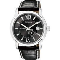 CITIZEN 西铁城 机械腕表系列 NJ0050-00E 男士机械手表 40mm 黑盘 黑色小牛皮带 圆形
