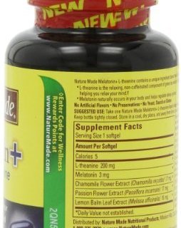 Nature Made Melatonin  + with 200 Mg L-theanine 褪黑素片 60粒