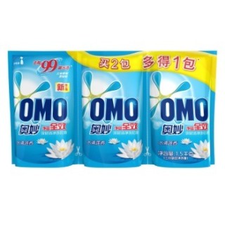 OMO 奥妙 净蓝全效系列 深层洁净洗衣液 500g*3袋 水清莲香