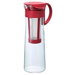 HARIO 日本原装进口耐热玻璃1L直立式咖啡壶 冰咖啡壶 过滤泡茶壶 MCPN-14R 红色