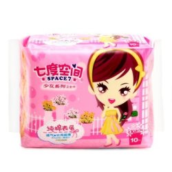 七度空间少女系列纯棉超薄卫生巾245mm日用10片装QSC6110 *2件