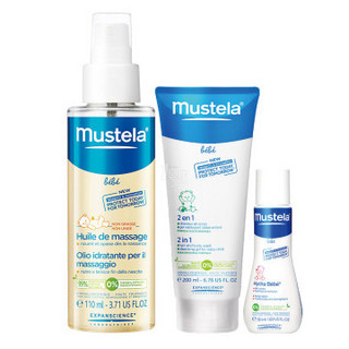 mustela 妙思乐 贝贝滋养润肤露套装（润肤露50ml+按摩油110ml+沐浴露200ml）