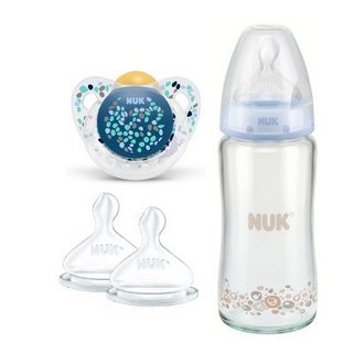 NUK 宽口玻璃奶瓶及奶嘴安抚奶嘴套装