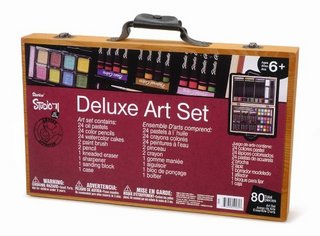 Darice  Deluxe Art Set 儿童绘画工具木盒套装 80件套