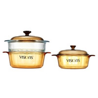 VISIONS 康宁 VS-374/CN-VSM20 玻璃锅+玻璃蒸格3件套装(1.25L+2.25L)