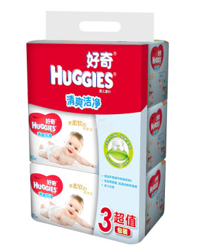 HUGGIES 好奇 清爽洁净婴儿湿巾80抽*3包