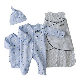 HALO 自然光环 4-Piece Cotton Layette and Swaddle Set 宝宝四件套