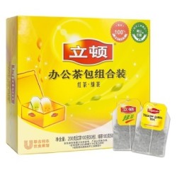 立顿Lipton 红茶 茶叶办公室茶包组合 袋泡茶包 红茶2g*50包+绿茶2g*50包 *4件