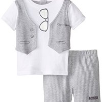 Calvin Klein 卡尔文·克莱 男宝宝套装T恤+短裤 灰色 18个月