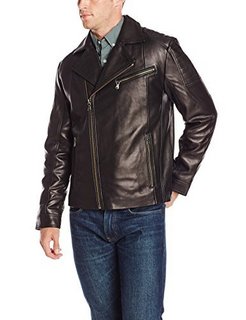 Emanuel Ungaro Lambskin Leather Asymmetrical 男款羊皮机车夹克