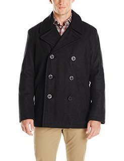 TOMMY HILFIGER Wool-Blend Melton Classic Peacoat 男士羊毛混纺短外套