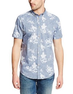 BEN SHERMAN Reverse Floral Print On Slub Base Woven 男士印花短衬衫