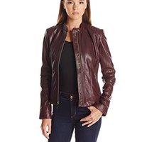 歌涵 COLE HAAN 女士真皮机车夹克