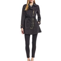 KENNETH COLE Asymmetrical Zip Belted 女款混纺风衣