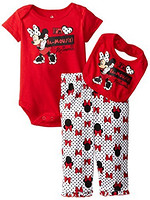 Disney 迪士尼 Minnie Mouse Bow Print Bib Set 米妮 女婴三件套