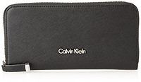 Calvin Klein Saffiano Leather Zip Continental 女士长款钱包 黑色