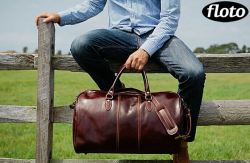 Floto Luggage Milano Duffle 复古真皮旅行包（黑色）