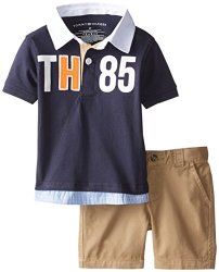 TOMMY HILFIGER Little Boys'  TH85 短袖体恤衫加休闲短裤套装