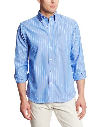 NAUTICA Wrinkle-Resistant Striped Shirt 男士防皱细线衬衫W34054 蓝色