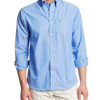 NAUTICA Wrinkle-Resistant Striped Shirt 男士防皱细线衬衫W34054 蓝色