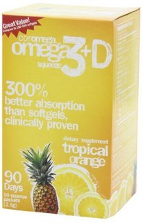 Coromega Omega 3 + D Squeeze 热带甜橙菠萝味 深海鱼油咀嚼包