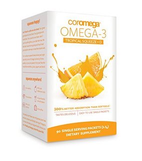 Coromega Omega 3 + D Squeeze 热带甜橙菠萝味 深海鱼油咀嚼包