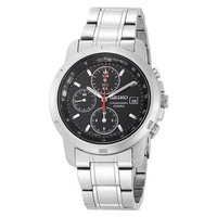 SEIKO 精工 SNDB03 男士石英手表 39mm 黑盘 银色不锈钢带 圆形