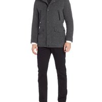 KENNETH COLE  Tweed Car Coat  灰色短款羊毛大衣