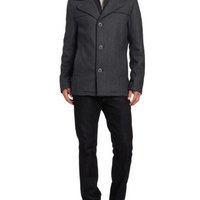 KENNETH COLE Melton Single-Breasted Pea 男款外套