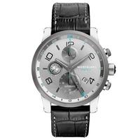 MONT BLANC 万宝龙 时光行者系列 UTC 107339 男款机械表 43mm 灰色 黑色 皮质