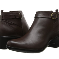 Clarks Malia Hawthorn 女士粗跟短靴 皮革棕色