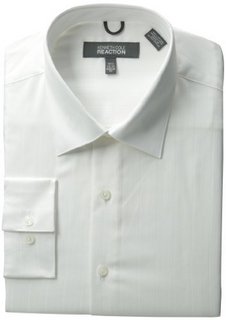 KENNETH COLE REACTION Spread Collar Tonal Solid Woven 男士条纹衬衣