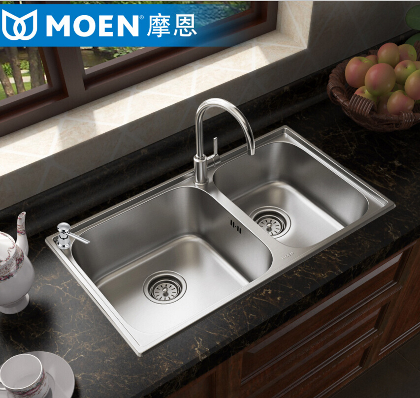 11日0点开抢:moen 摩恩 双槽水槽套装(28106sl 70211 7029)