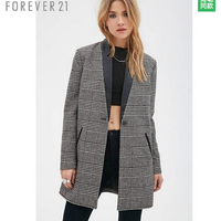 FOREVER 21 女装千鸟格羊毛大衣