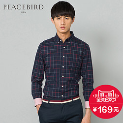 PEACEBIRD 太平鸟 B1CA43M20 时尚格纹秋季长袖衬衫