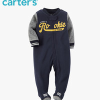 Carter's 孩特 蓝灰长袖摇粒绒拉链连体衣