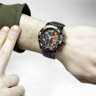 CITIZEN 西铁城 光动能腕表系列 CA0467-11H 男士光动能手表 45mm 黑盘 黑色聚氨酯涂层皮革表带 圆形