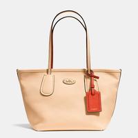 COACH 蔻驰 Colorblock Coach Taxi Zip 女士真皮手袋