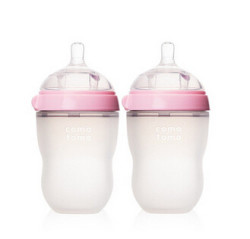 comotomo 可么多么 防胀气宽口硅胶奶瓶 粉色 250ml*2只
