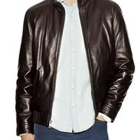 COLE HAAN Leather Bomber 男款机车夹克