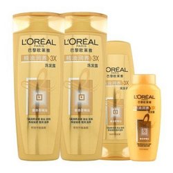 L'OREAL PARIS 巴黎欧莱雅 精油润养套装（洗发露400ml*2瓶+精润发乳200ml+洗发露旅行装50ml）