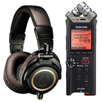 audio-technica 铁三角 ATH-M50x DG 监听耳机+TASCAM DR-22WL 录音笔