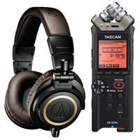 再补货：audio-technica 铁三角 ATH-M50x DG 监听耳机+TASCAM DR-22WL 录音笔