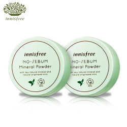 悦诗风吟 Innisfree 轻薄透气裸妆控油定妆矿物质散粉带粉扑 5gx2 网红明星同款 （新老包装随机发货） *2件