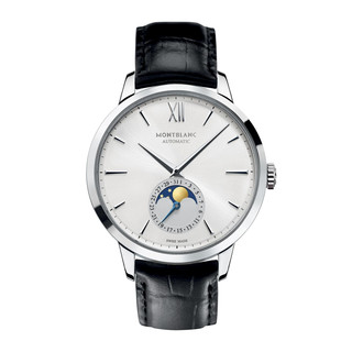 MONT BLANC 万宝龙 大班系列 110699 男士机械手表 39mm 白盘 黑色皮革表带 圆形