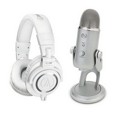 audio-technica 铁三角 ATH-M50x 封闭式头戴 专业监听耳机++Blue 1950 Microphones Yeti 电容麦克风（USB声卡）
